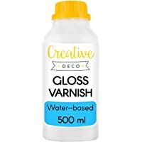 Creative Deco Barniz Brillante | 500 ml Botella | Acabado Superficial a Base de Agua | Laca Incolora Permanente | Uso…